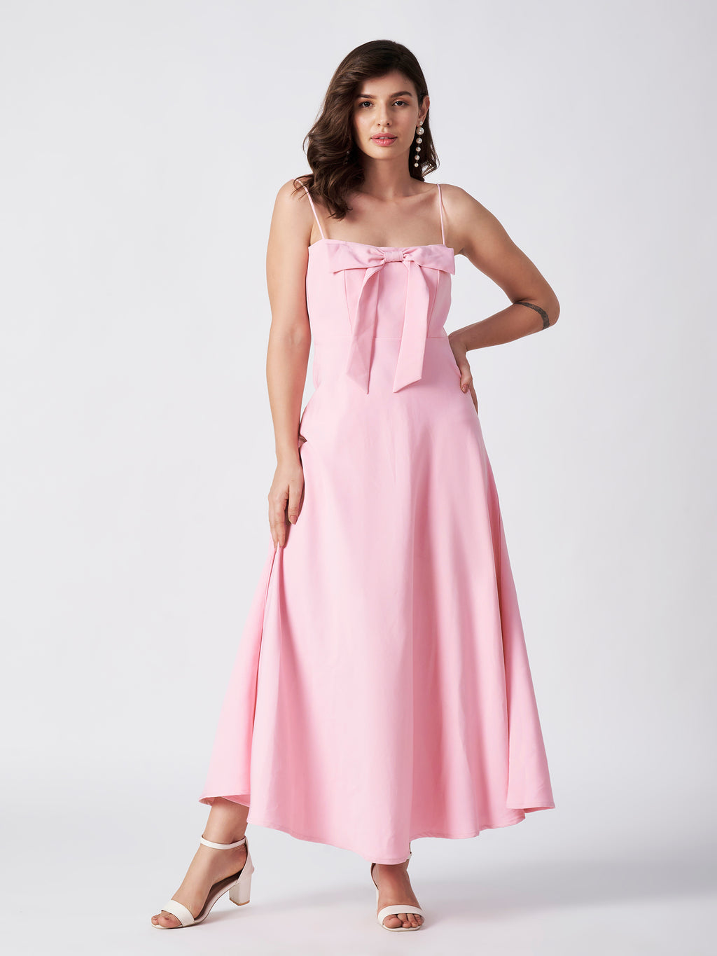 BLUSH BLOOM TIE-UP MAXI DRESS