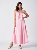 BLUSH BLOOM TIE-UP MAXI DRESS