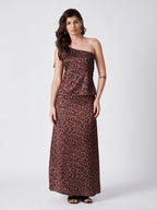 MOCHA LEOPARD PRINT ONE- SHOULDER  TOP