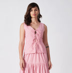PINK PETAL TIE-FRONT TOP