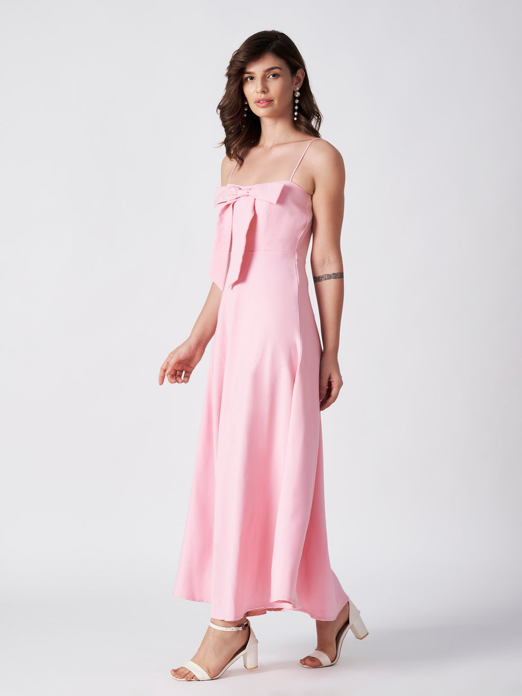 BLUSH BLOOM TIE-UP MAXI DRESS