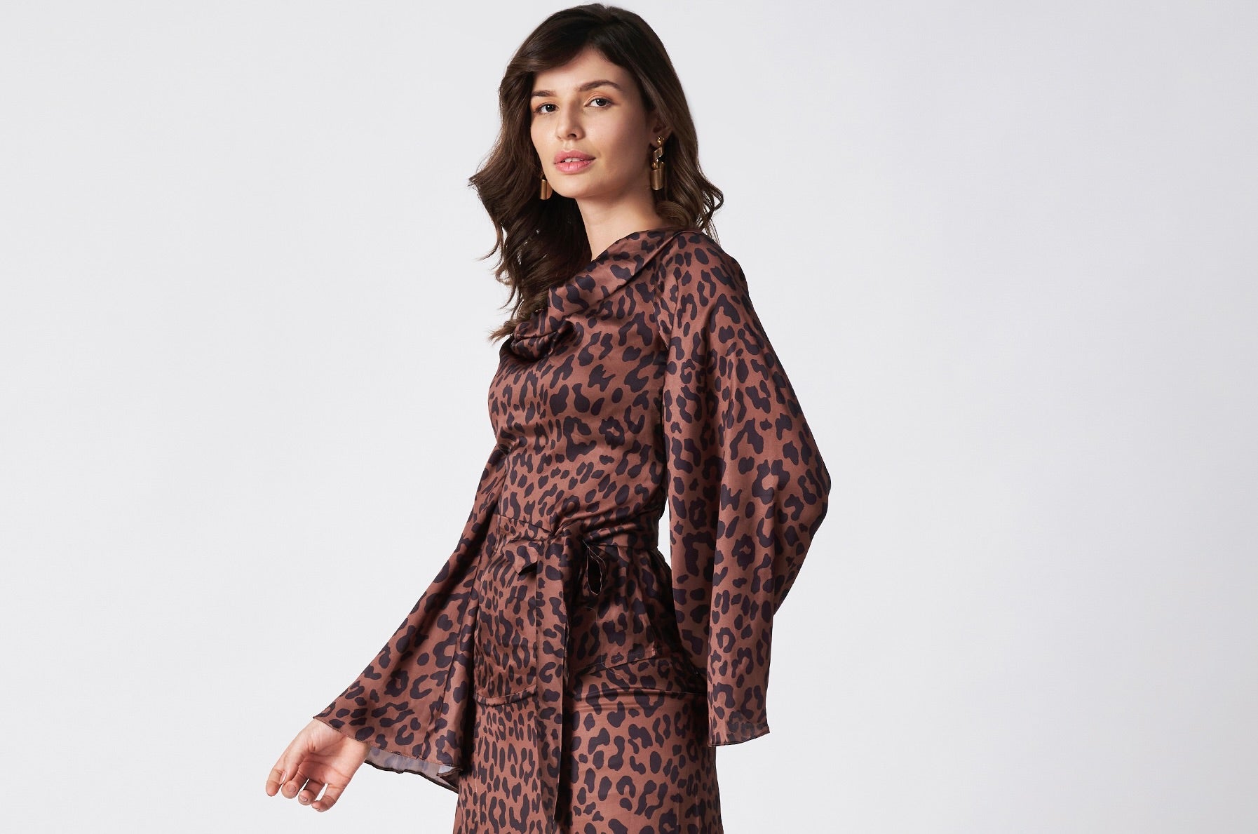MIDNIGHT SAFARI SATIN DRESS