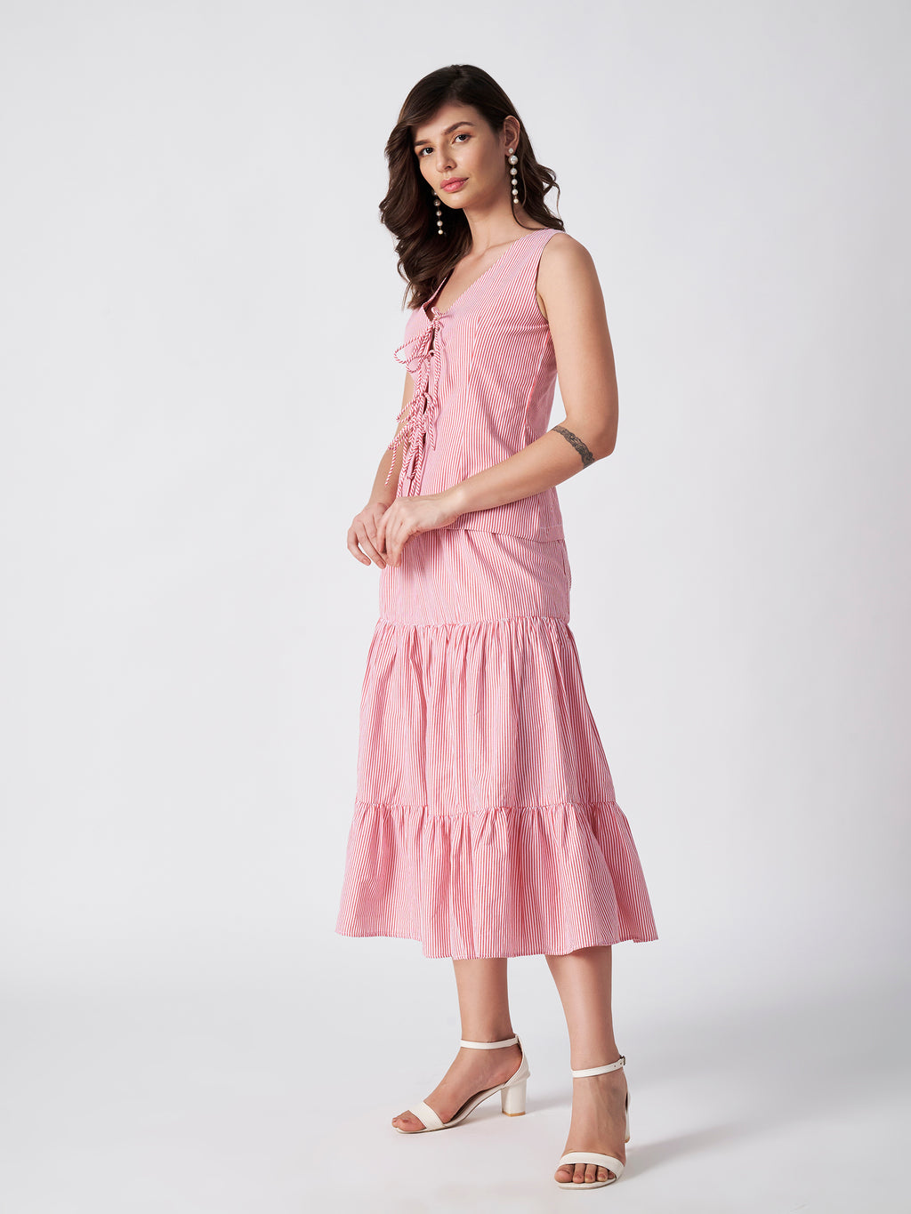 PINK PETAL TIE-FRONT TOP