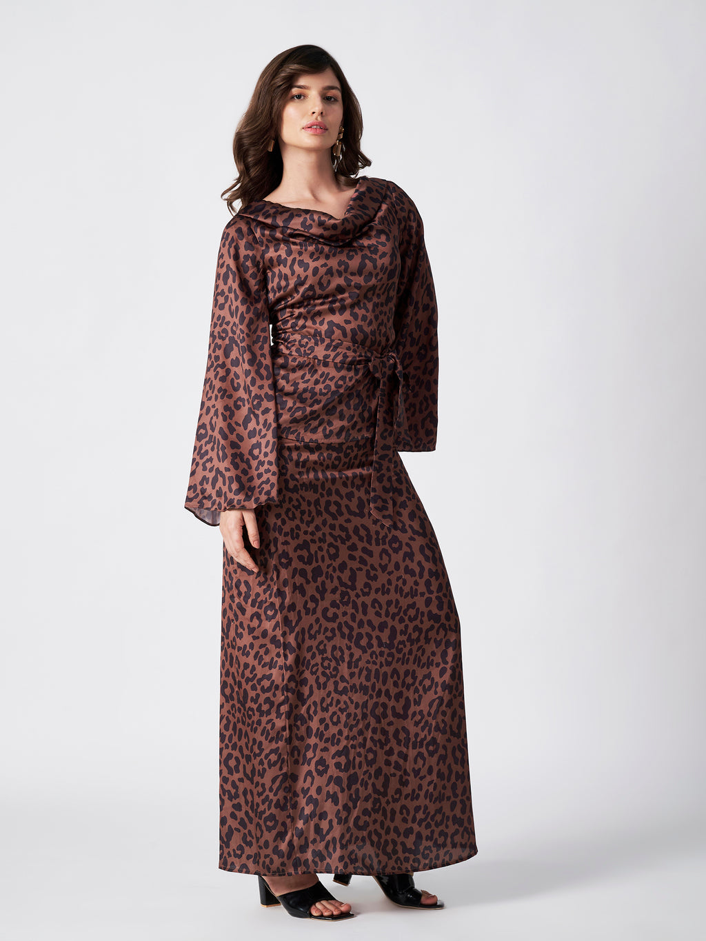 MIDNIGHT SAFARI SATIN DRESS