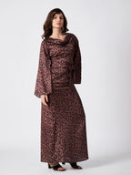 MIDNIGHT SAFARI SATIN DRESS