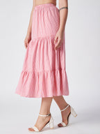 Candy Stripe  Cotton Midi Skirt