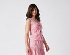 PINK PETAL TIE-FRONT TOP
