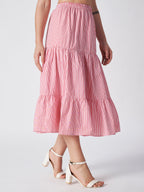 Candy Stripe  Cotton Midi Skirt
