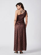 MOCHA LEOPARD PRINT ONE- SHOULDER  TOP