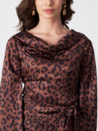 MIDNIGHT SAFARI SATIN DRESS