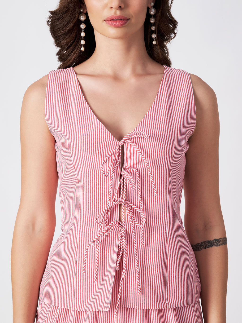 PINK PETAL TIE-FRONT TOP