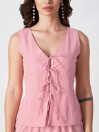 PINK PETAL TIE-FRONT TOP