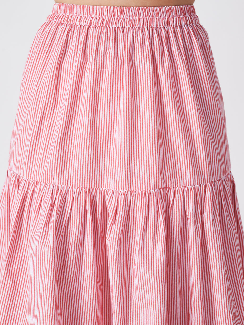 Candy Stripe  Cotton Midi Skirt