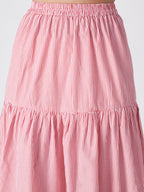 Candy Stripe  Cotton Midi Skirt