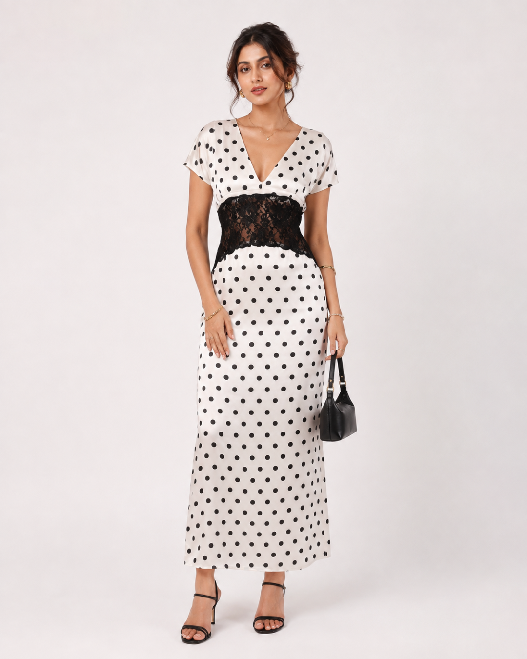 GRACE SATIN POLKA DRESS