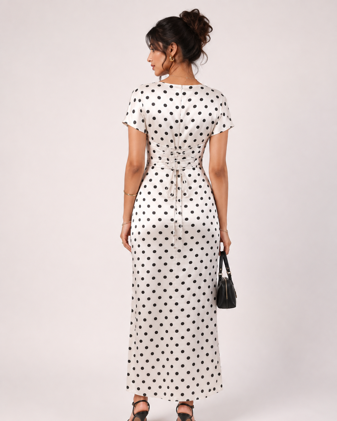 GRACE SATIN POLKA DRESS