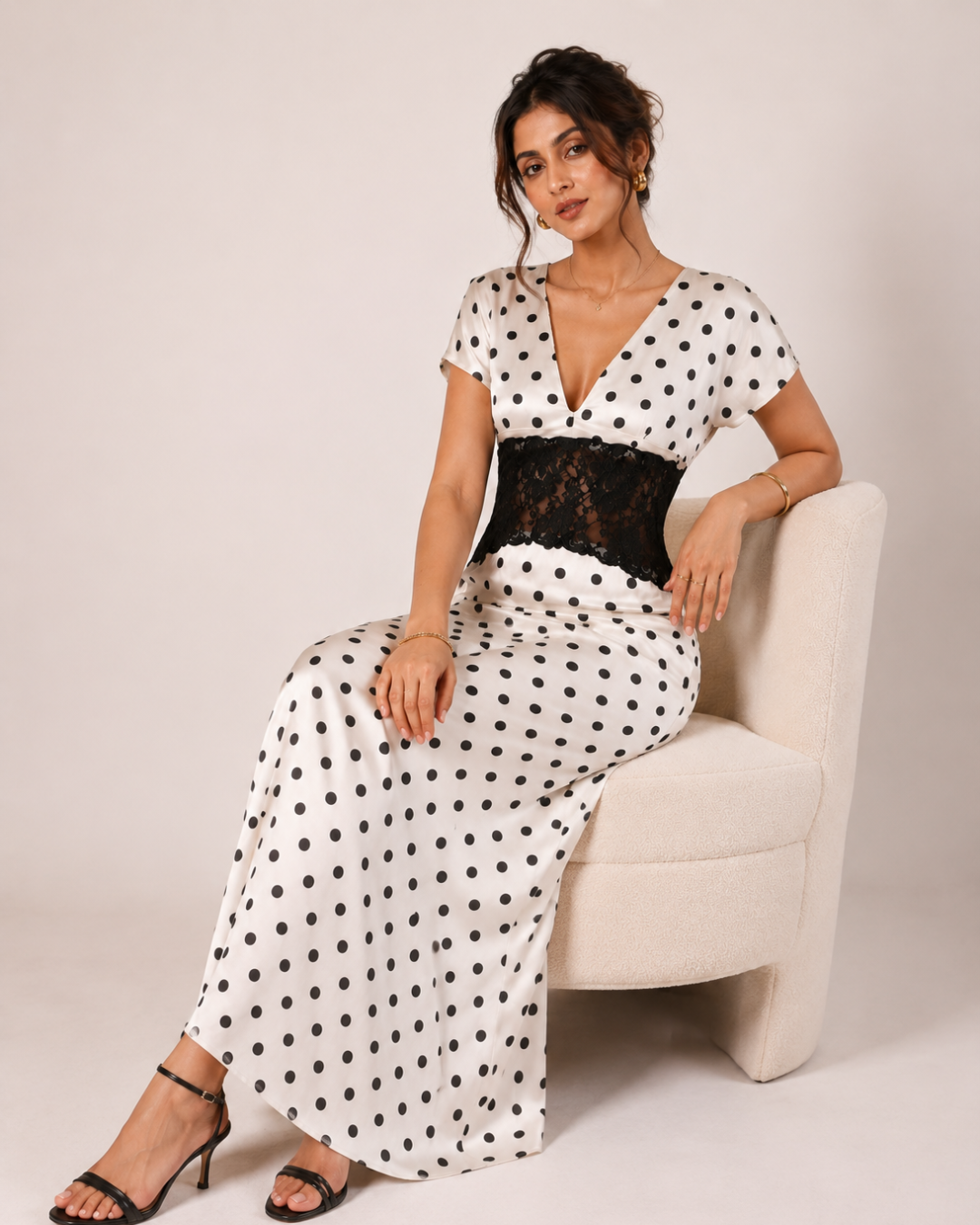 GRACE SATIN POLKA DRESS