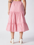 Candy Stripe  Cotton Midi Skirt