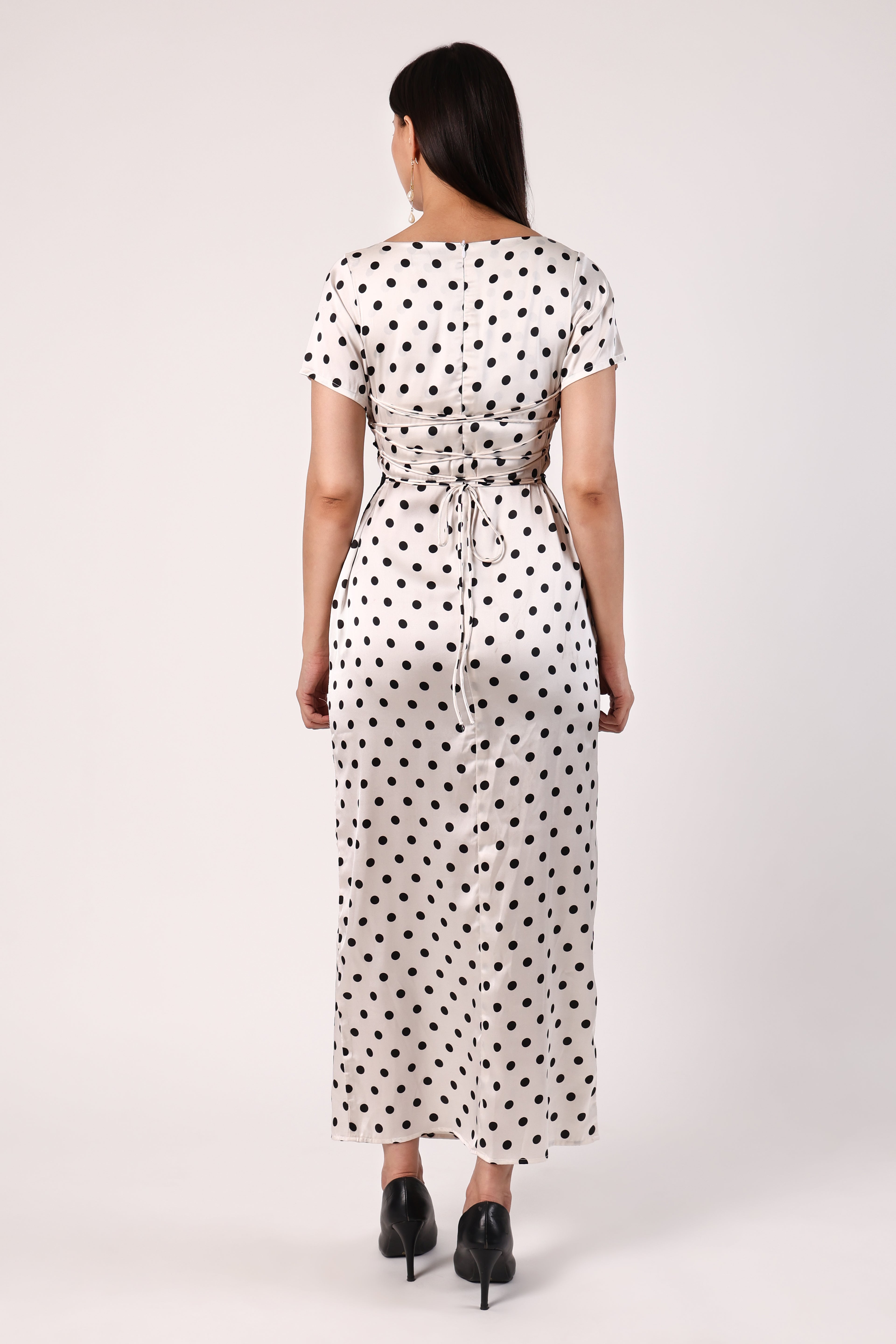 GRACE SATIN POLKA DRESS