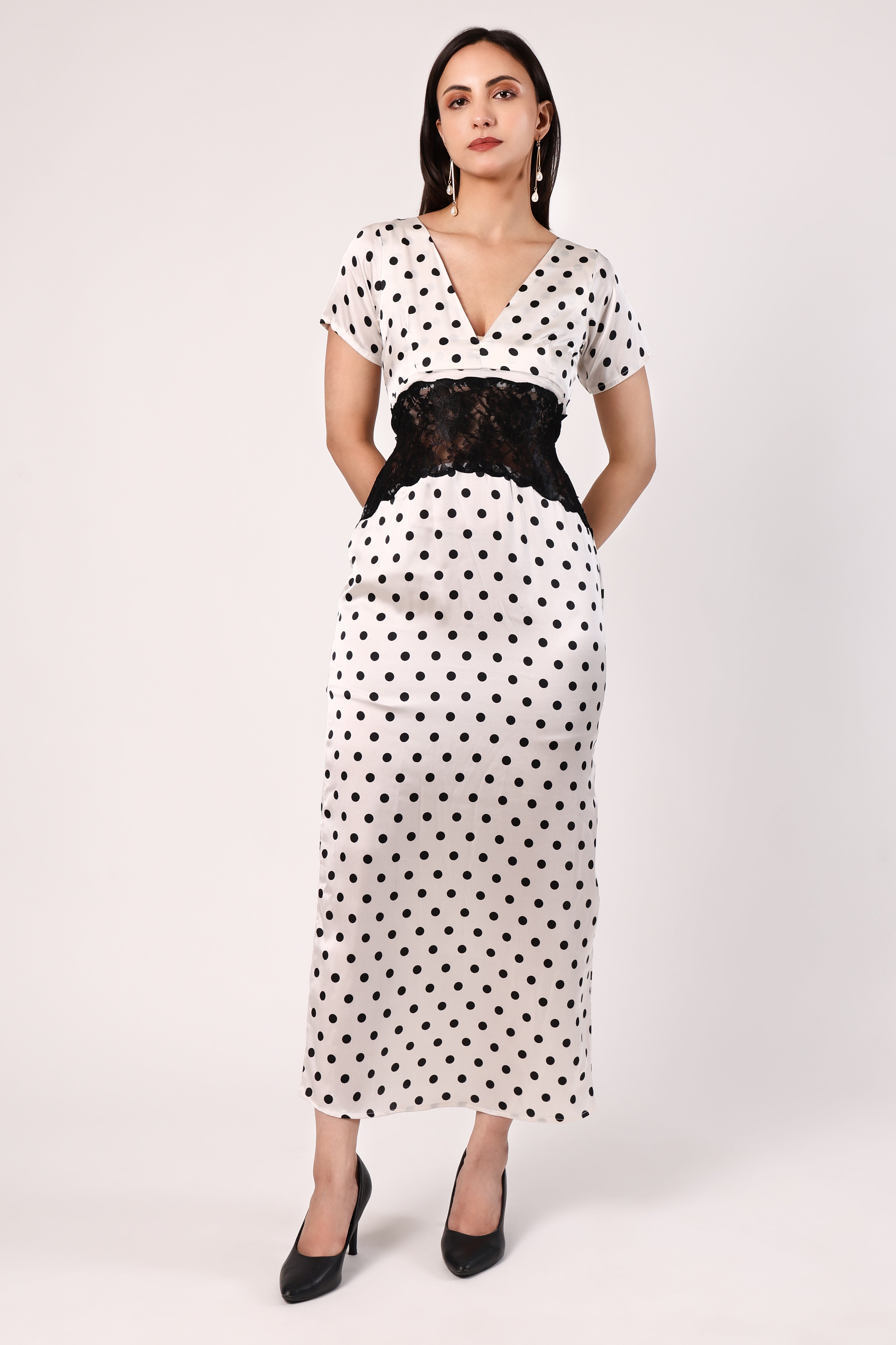 GRACE SATIN POLKA DRESS