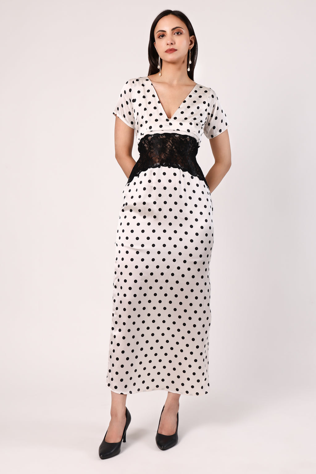 GRACE SATIN POLKA DRESS