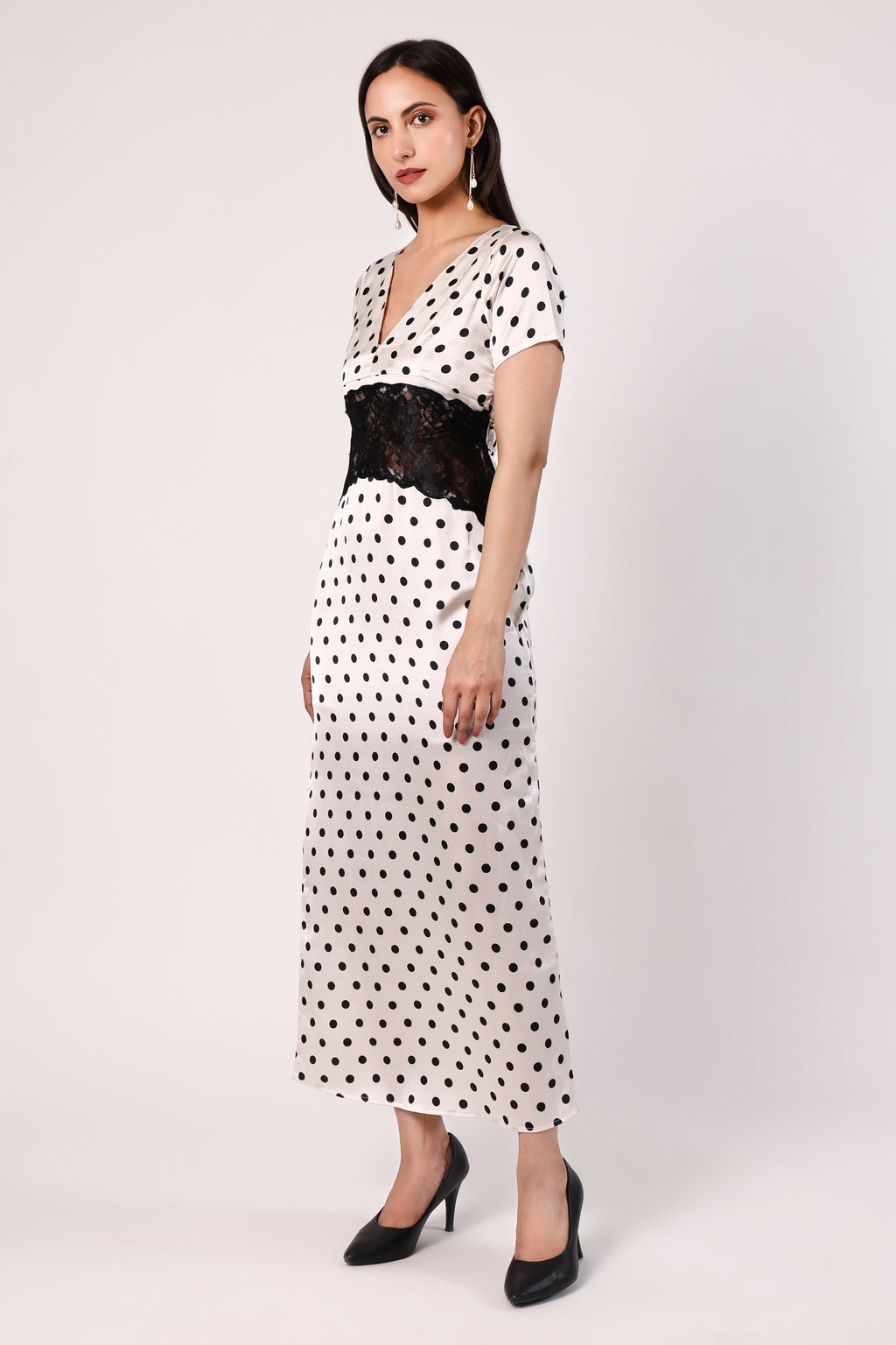 GRACE SATIN POLKA DRESS
