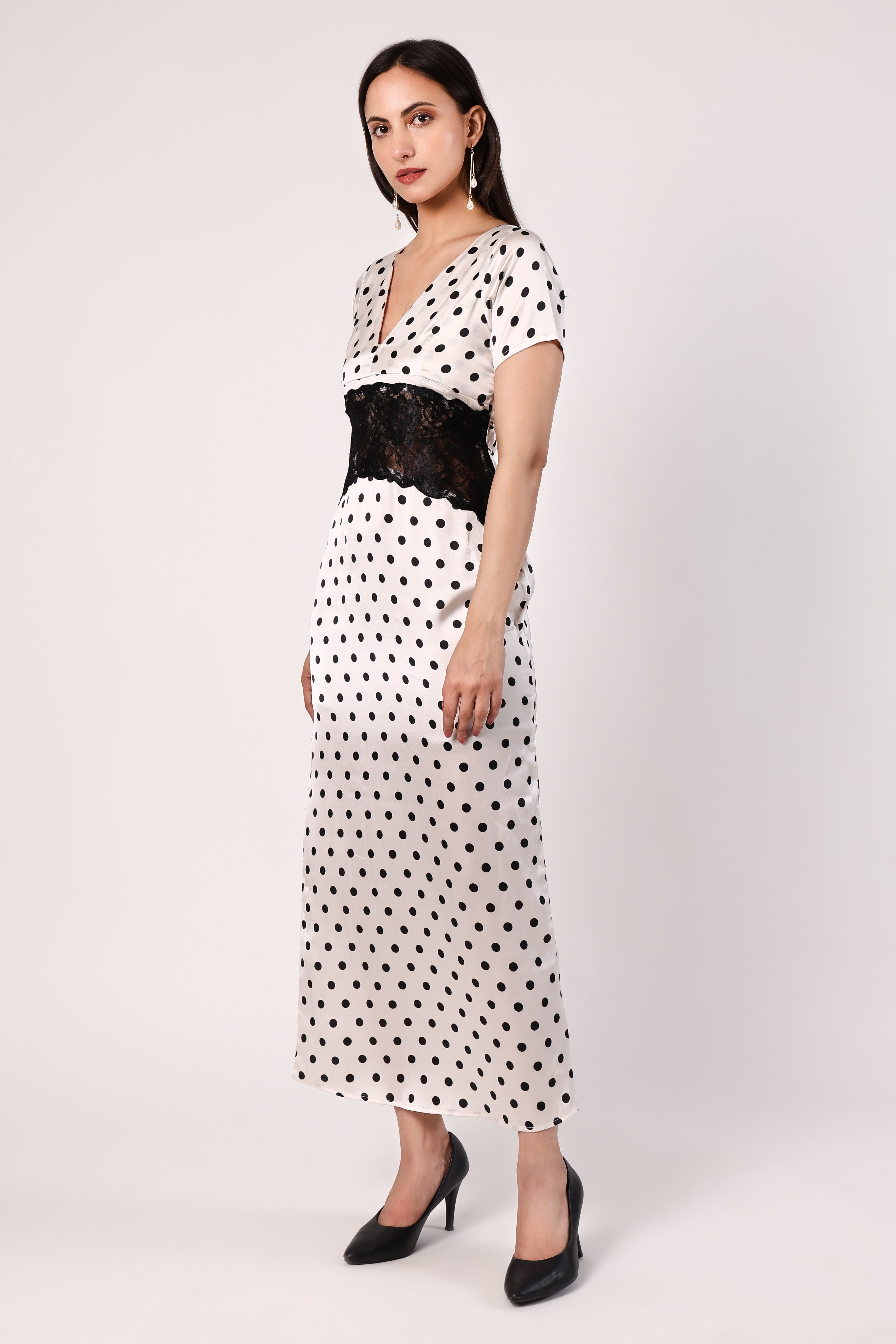 GRACE SATIN POLKA DRESS