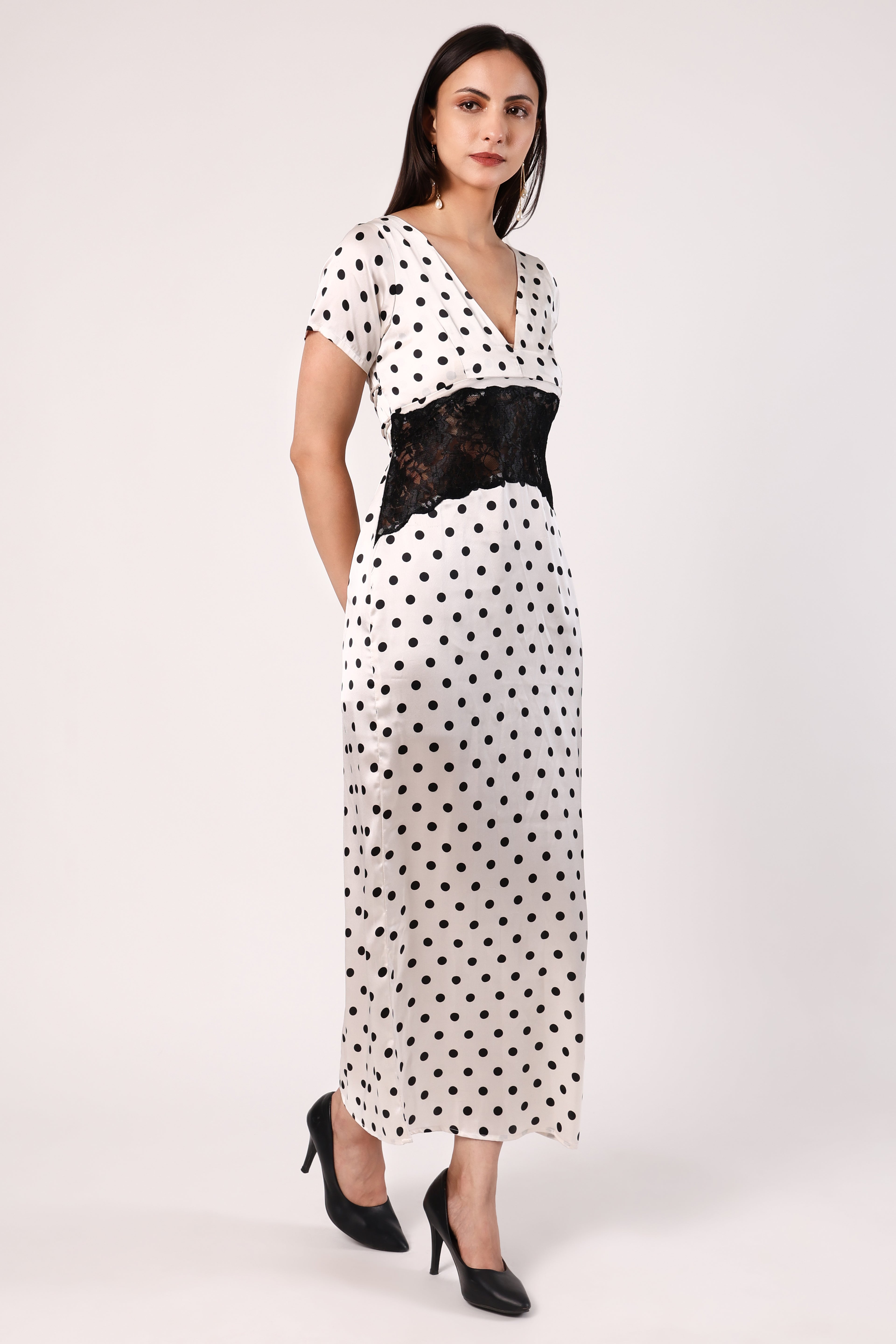 GRACE SATIN POLKA DRESS