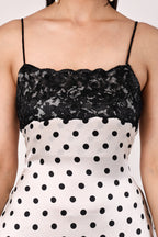 Polka Lace Satin Maxi Dress