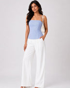 Blue Pinstripe Cotton Corset Cami Top