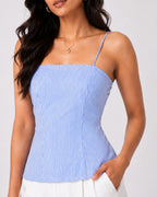 Blue Pinstripe Cotton Corset Cami Top