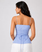 Blue Pinstripe Cotton Corset Cami Top