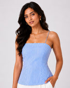 Blue Pinstripe Cotton Corset Cami Top