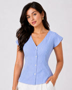 Blue Tie-Back Top