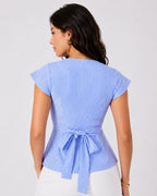 Blue Tie-Back Top
