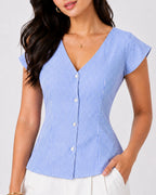 Blue Tie-Back Top