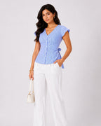 Blue Tie-Back Top